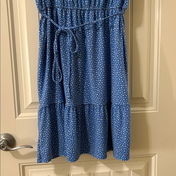 Banana Republic Medium Blue Floral Print Knee Length/Midi Dress - Picture 4 of 9